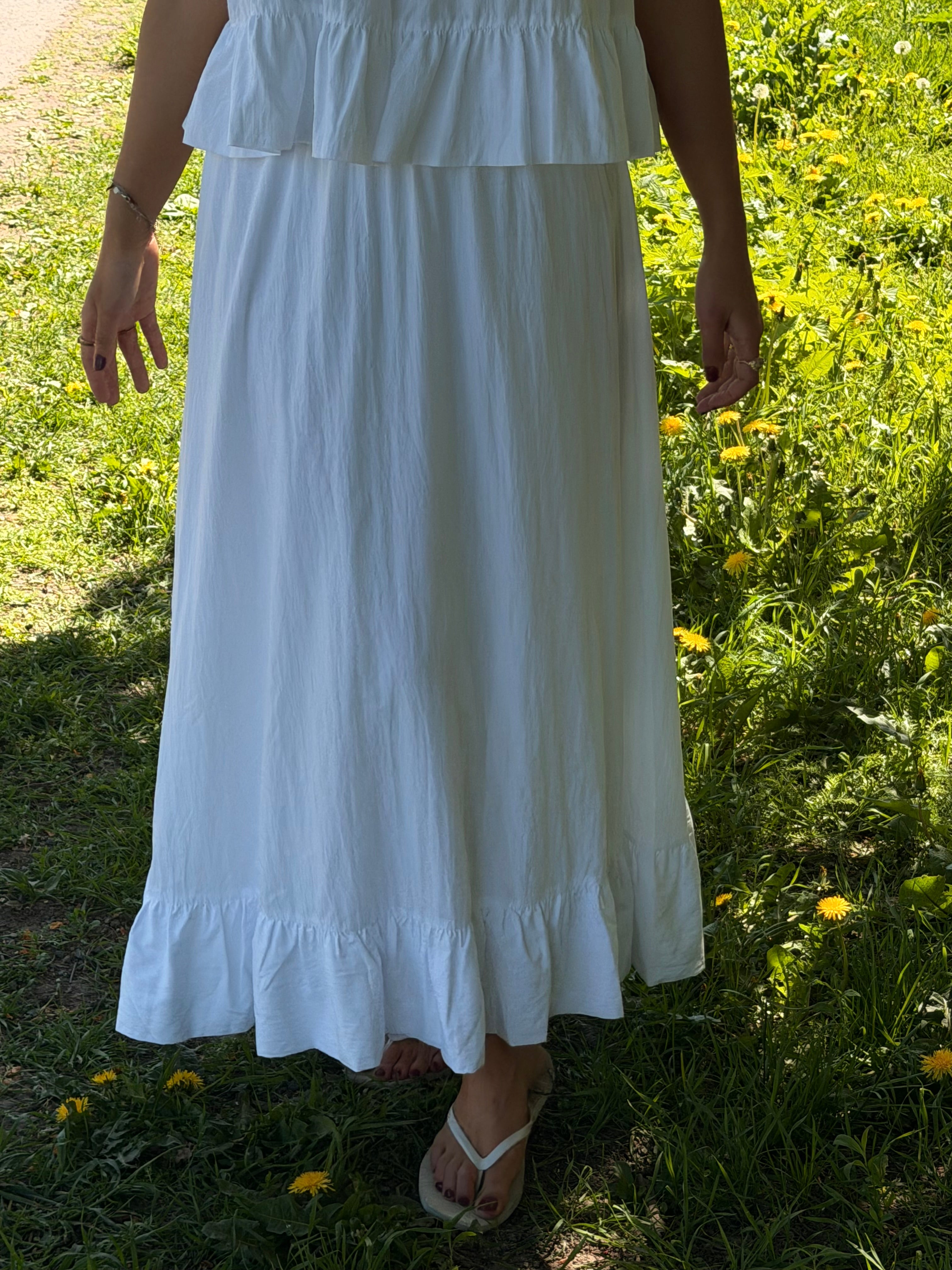PCJULIA Long Skirt - Bright White